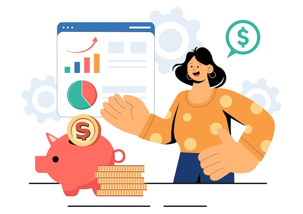 Gestión de las finanzas personales Ilustración vectorial que representa los hábitos de gasto de dinero Planificación de compras Establecimiento de objetivos financieros y gestión del presupuesto