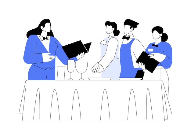 Gestión de hoteles y restaurantes ilustraciones vectoriales de dibujos animados aislados grupo de aprendizaje de estudiantes