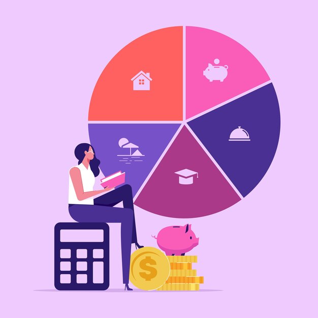 Vector gestión de ingresos y gastos personales estrategia y planificación del presupuesto familiar