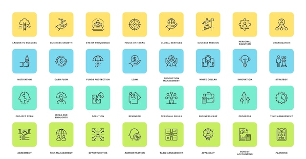 Gestión de negocios Conceptos de íconos web de línea plana