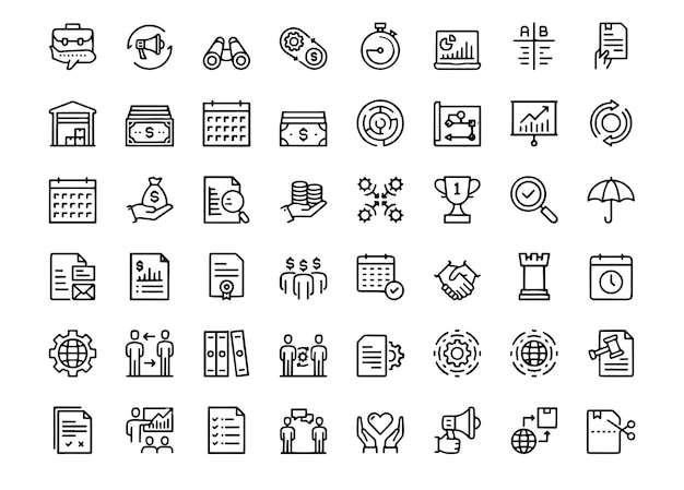 Gestión de la producción Icono de línea vectorial Conjunto de píxeles de trazo editable íconos de línea negra perfecta Este icono
