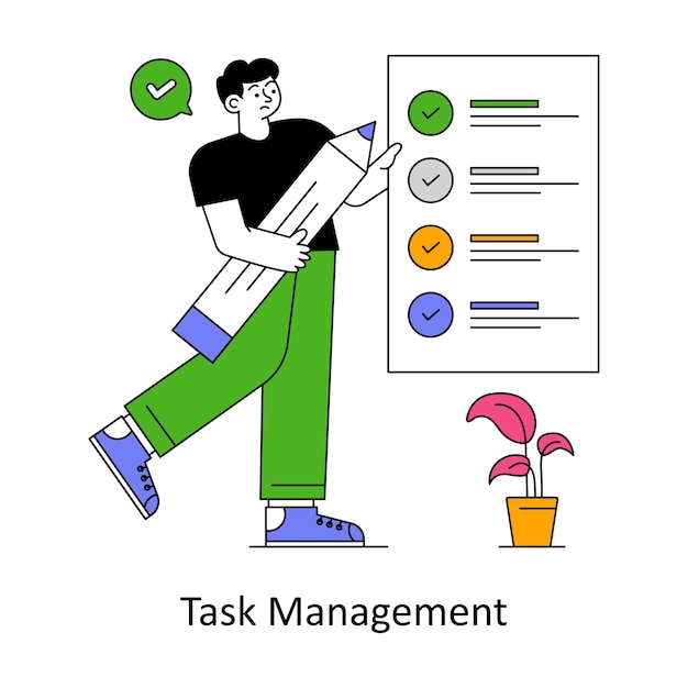 Gestión de tareas Estilo plano Diseño Vector ilustración Stock ilustración