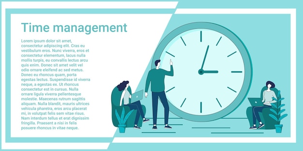 Gestión del tiempo Control de tiempo y fecha límite Personas en el fondo de las grandes horas