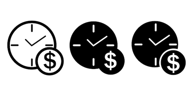 Gestión del tiempo financiero - icono de dinero. iconos aislados sobre fondo blanco. ilustración vectorial