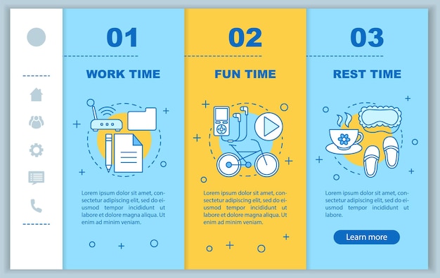 Gestión del tiempo incorporando plantilla vectorial de páginas web móviles