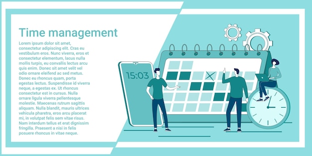 Gestión del tiempo personas en el fondo de las tareas comerciales del plan de calendario