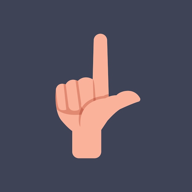 gesto del dedo de la mano apuntando hacia arriba en el diseño vectorial plano
