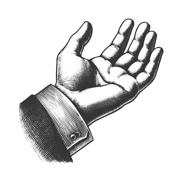 Gesto de mano abierta vacío aislado sobre fondo blanco Fondo de Vector de boceto dibujado a mano