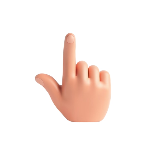 Gesto de la mano apuntando hacia arriba aislado en blanco