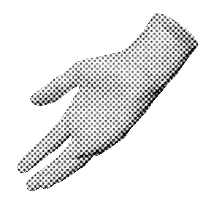 Vector gesto de la mano extendida que ayuda a tocar el vector de estilo semitono aislado en fondo blanco