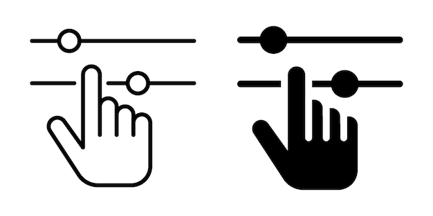 Gesto de la mano con el icono de deslizadores Silueta y estilo de línea