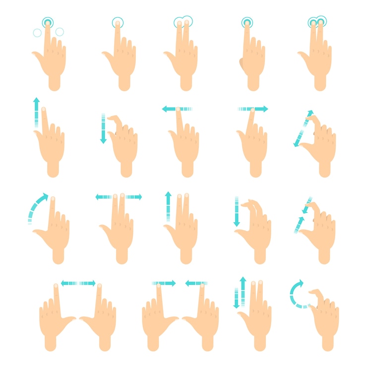 Vector gesto de la mano para la pantalla del teléfono móvil.