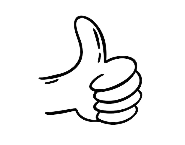 Gesto de la mano con el pulgar hacia arriba Símbolo de garabateo dibujado a mano Línea de dibujo Icono de clip de boceto con el pulgado hacia arriba
