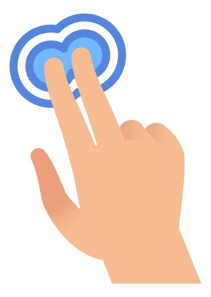 Vector gesto de la mano del teléfono la palma del icono negro con los dedos empuja el teléfono inteligente cuadrado o la tableta con el control de gestos de la pantalla táctil en la aplicación o en la ilustración vectorial de la señal de la interfaz de zoom del sitio web
