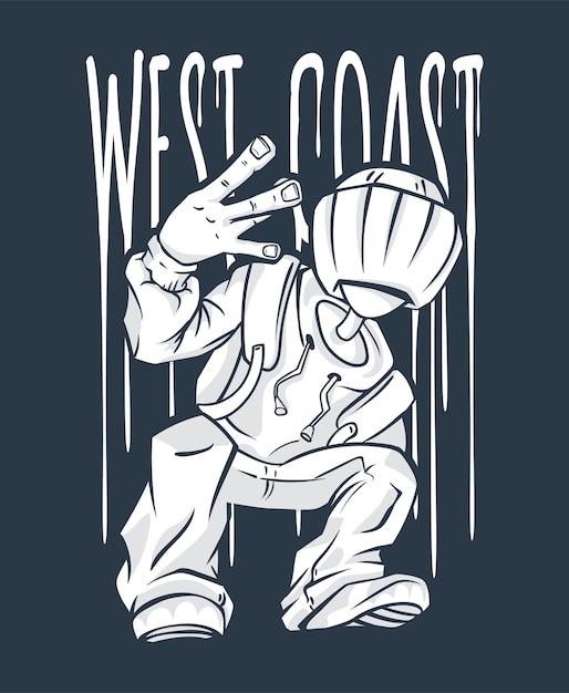 Gesto de la mano de west coast guy hip-hop