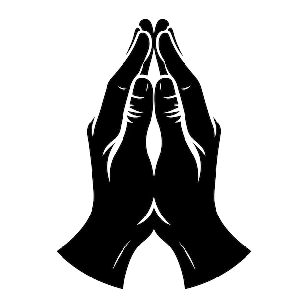 Gesto de las manos plegadas en oración vector silueta de color negro