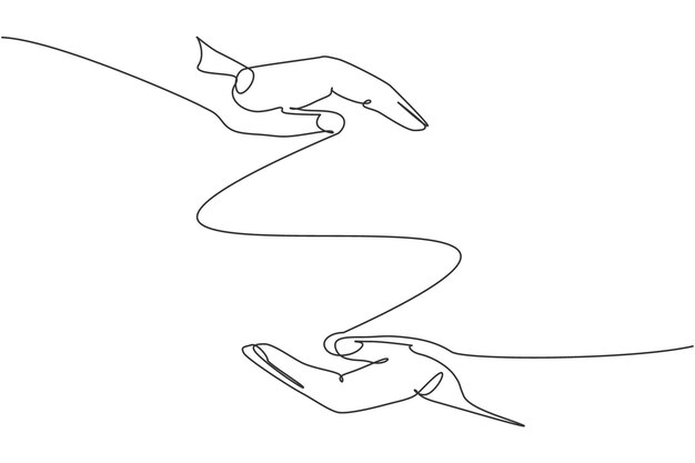 Vector gesto de protección de dos manos diseño de vector de icono gráfico de elementos de sujeción de mano de línea continua única