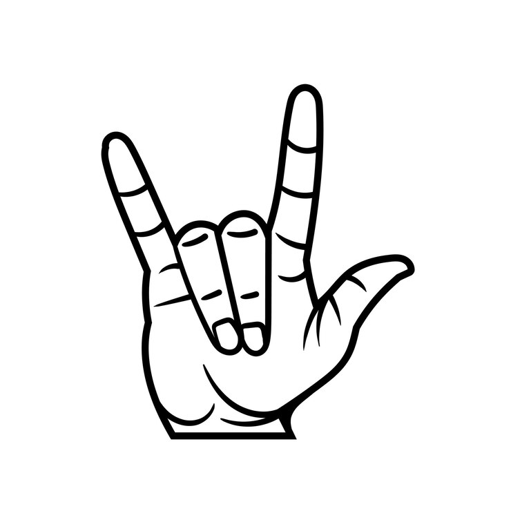 Vector gesto de señal de mano de cuerno, gesto de mano oscilante
