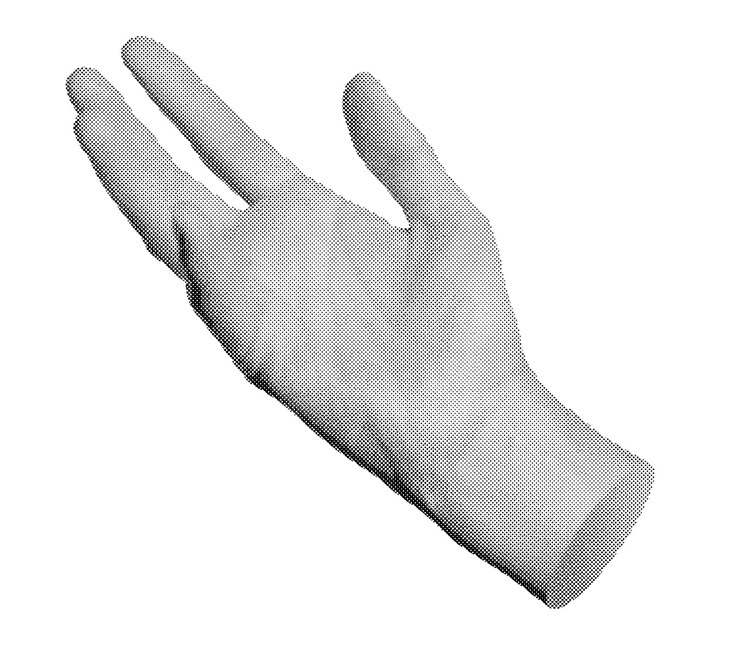 Vector gesto de señal de la palma de la mano extendida vector de estilo semitono aislado sobre fondo blanco