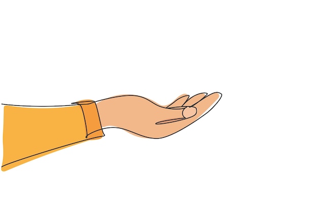 Vector gesto de sujeción de la mano vector de icono gráfico de gesto de mano de línea continua única para la campaña mundial