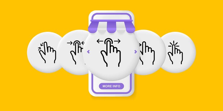 Vector gestos de control establecer icono dedo de la mano acercar zoom alejar escala pantalla táctil usuario concepto de tecnología interfaz de usuario pantalla de la aplicación de teléfono icono de línea vectorial para negocios y publicidad