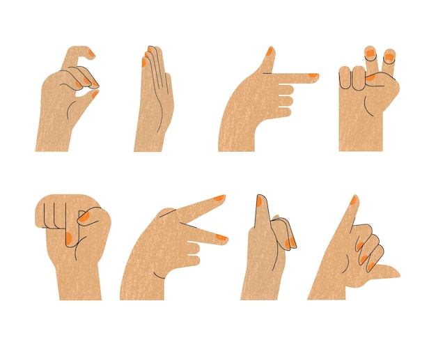 Gestos con los dedos Ilustración vectorial sobre un fondo blanco Gestos con las manos