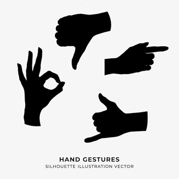 Vector gestos con vector de ilustración de silueta de mano
