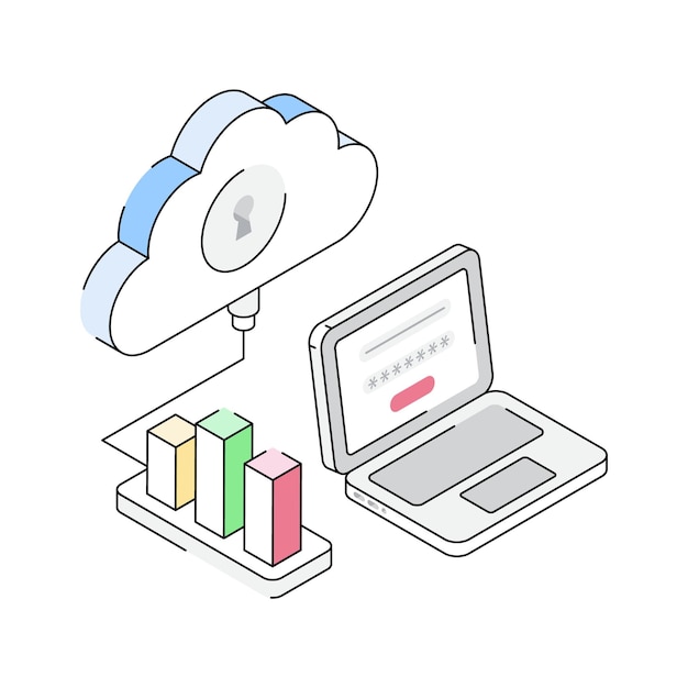 Get this modern isometric icon of cloud login