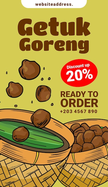 Getuk goreng snack promotion media poster comida asiática