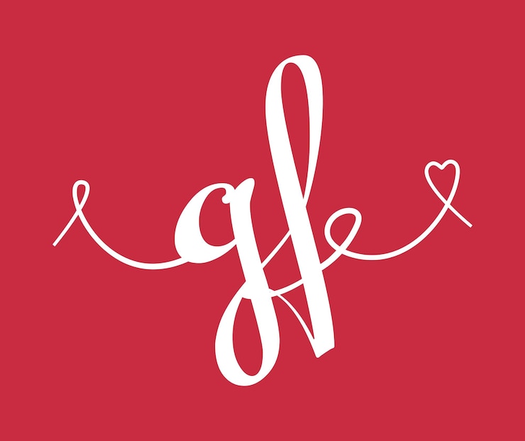 Vector gf monograma inicial de boda caligrafía ilustración vectorial letras dibujadas a mano g y f diseño de logotipo de amor para tarjeta de felicitación de cartel del día de san valentín