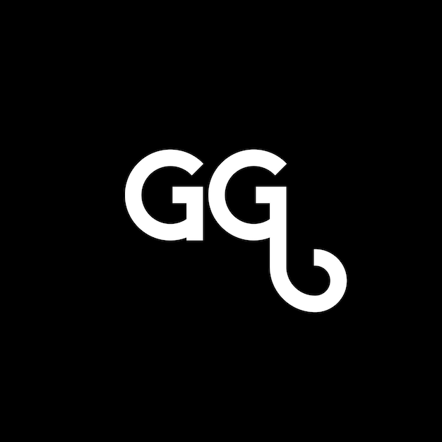 GG diseño de letra de logotipo en fondo negro GG iniciales creativas concepto de letra de logótipo gg diseño de letra GG diseños de letra blanca en fondo negra G G g g logotipo
