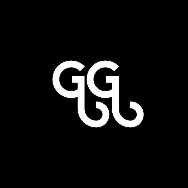 GG diseño de letra de logotipo en fondo negro GG iniciales creativas concepto de letra de logótipo gg diseño de letra GG diseños de letra blanca en fondo negra G G g g logotipo