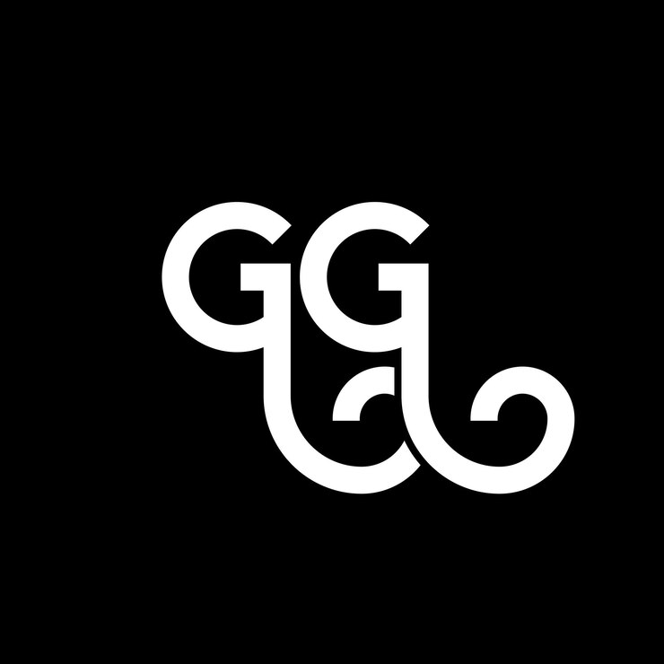Vector gg diseño de letra de logotipo en fondo negro gg iniciales creativas concepto de letra de logótipo gg diseño de letra gg diseños de letra blanca en fondo negra g g g g logotipo