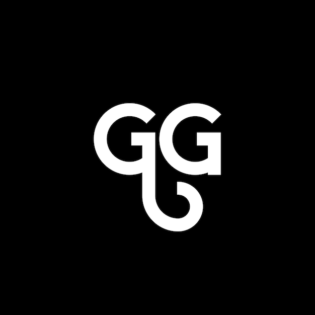 GG diseño de letra de logotipo en fondo negro GG iniciales creativas concepto de letra de logótipo gg diseño de letra GG diseños de letra blanca en fondo negra G G g g logotipo