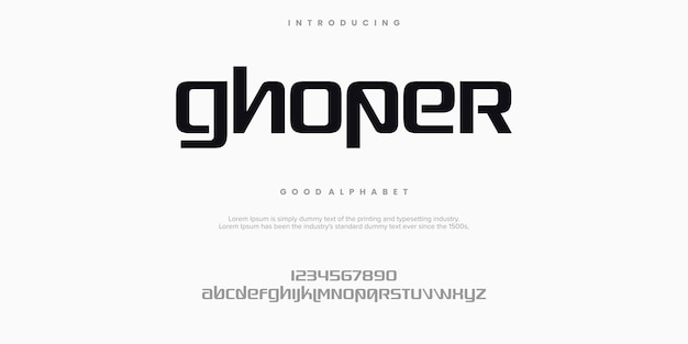 Ghoper fuente creativa fuente digital abstracta moderna tecnología de fuentes creativas de logotipo
