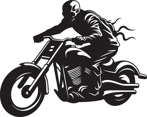 Ghost Rider Redux Esqueleto en chaqueta de cuero en motocicleta Logo Crusera de calavera Esqueleto de motociclista en vector oscuro