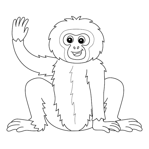 Vector gibbon animal aislado página para colorear para niños