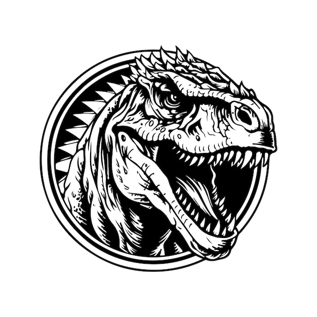 Giganotosaurus vintage logo línea arte concepto blanco y negro color dibujado a mano ilustración