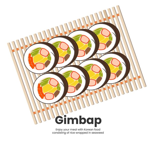 Gimbap comida tradicional coreana con arroz envuelto en algas