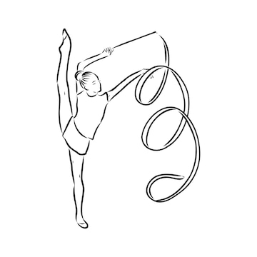 Gimnasia rítmica silueta de una niña con una cinta hermosa gimnasta |  Vector Premium