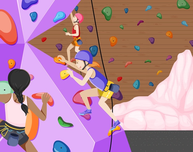 Vector gimnasio de escalada interior