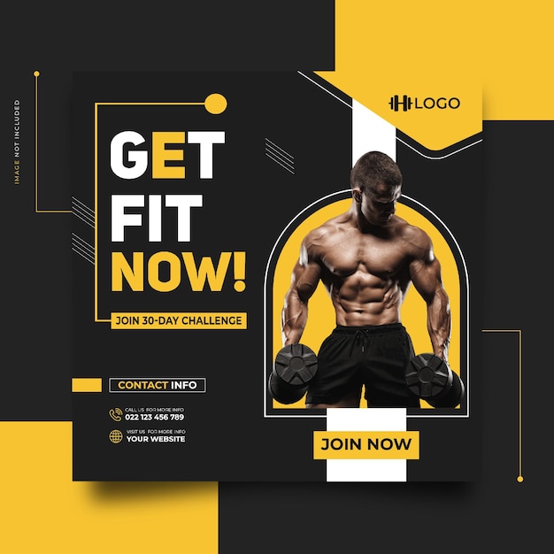Gimnasio y fitness plantilla de banner de redes sociales Facebook Instagram y uso en la web