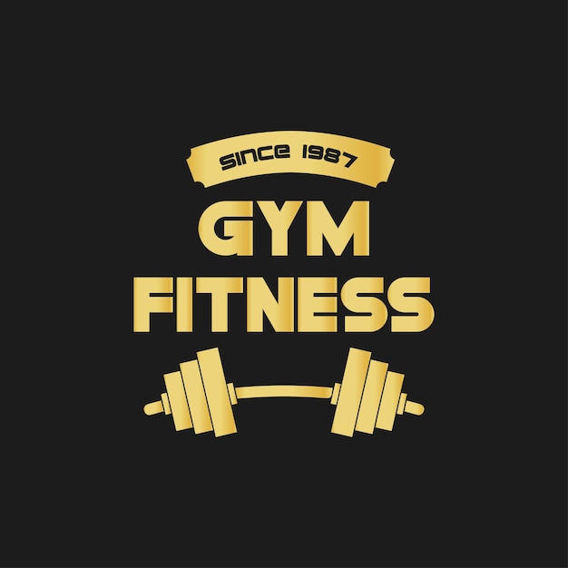 Gimnasio Fitness Vector Logo Negro Y Dorado