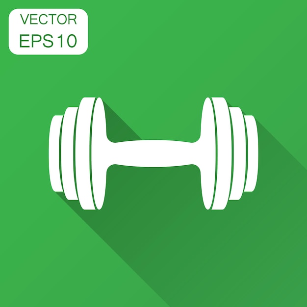 Gimnasio de gimnasio de pesas en estilo plano Ilustración de barra con sombra larga Concepto deportivo de culturismo