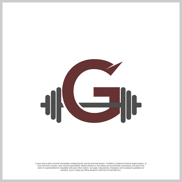 Gimnasio de letras con concepto único de plantilla de diseño de logotipo de barbo Vector Premium