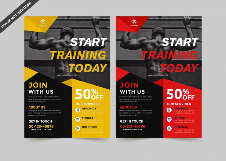 Gimnasio moderno plantilla flyer premium vector