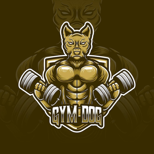 Gimnasio perro esport logo personaje icono