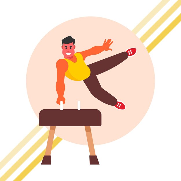 Gimnasta en el caballo Pommel