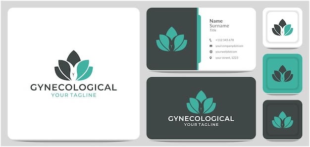 ginecológico con lotus logo design vector cáncer reproductivo femenino