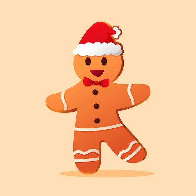 Gingerbread con un sombrero de Navidad Personaje de dibujos animados